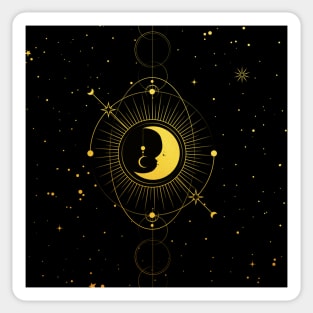 Cosmic Waxing Crescent Moon Gold Texture Sticker